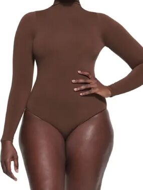 Skims Essential Bodysuits Mock Neck Long Sleeve Bodysuit